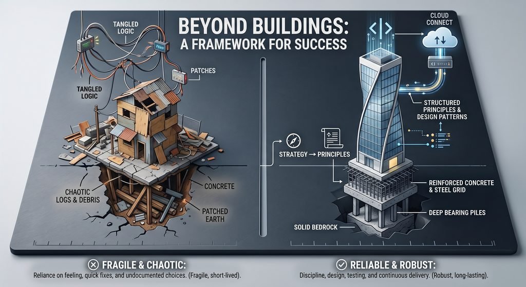 System Design Blueprint: Chaos vs Structured Principles Infographic